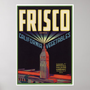 Frisco Vintage Old Vegetables Crate Labels Ad ポスター
