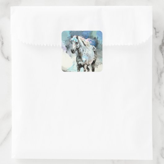 Frisky Appaloosa Mare Watercolour スクエアシール (バッグ)