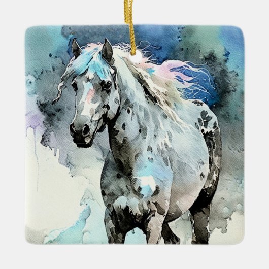 Frisky Appaloosa Mare Watercolour セラミックオーナメント (正面)