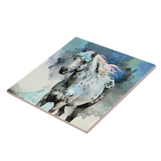 Frisky Appaloosa Mare Watercolour タイル (側面)