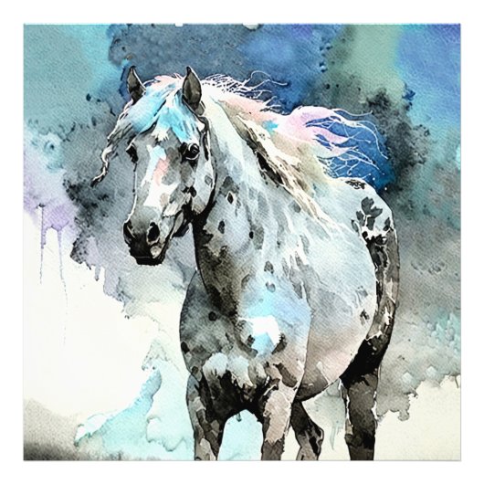 Frisky Appaloosa Mare Watercolour フォトプリント (正面)