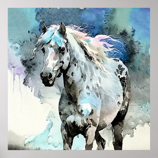 Frisky Appaloosa Mare Watercolour ポスター (正面)