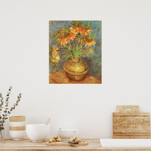 Fritillaries in a Copper Vase by Vincent van Gogh ポスター (キッチン)