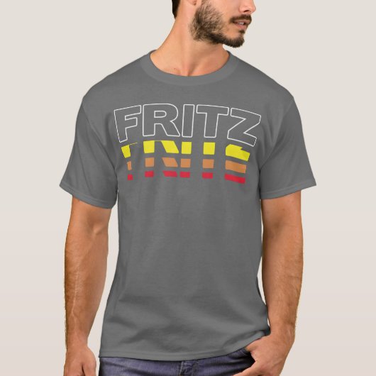 Fritz ファーストネーム 楽しい レトロな夕日 Fritz 家族 Tシャツ (正面)