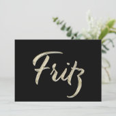 Fritz Name white gold Handwriting Karte カード (スタンド正面)