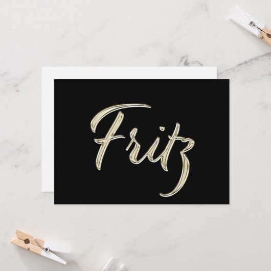 Fritz Name white gold Handwriting Karte カード (正面/裏面インサイチュ)