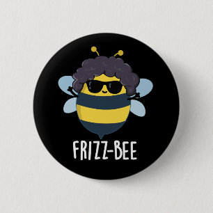 Frizz-Bee Afro おもしろい Bee Pun Dark BG 缶バッジ