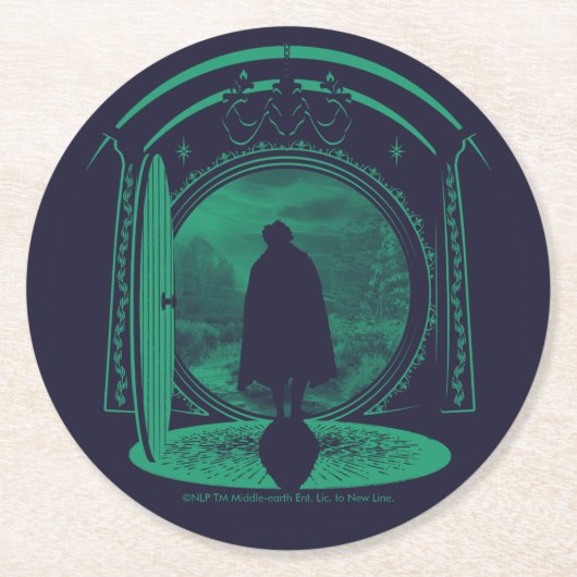 FRODO™ Leaving THE SHIRE™ Silhouette ラウンドペーパーコースター (正面)