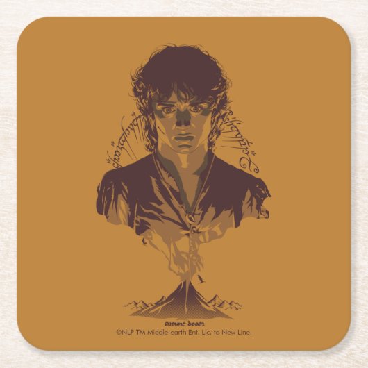 FRODO™ MOUNT DOOM™ テングワル文字刻印 グラフィック スクエアペーパーコースター (正面)