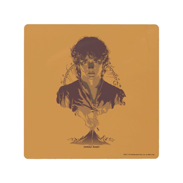 FRODO™ MOUNT DOOM™ Tengwar Inscription Graphic メタルプリント (正面)