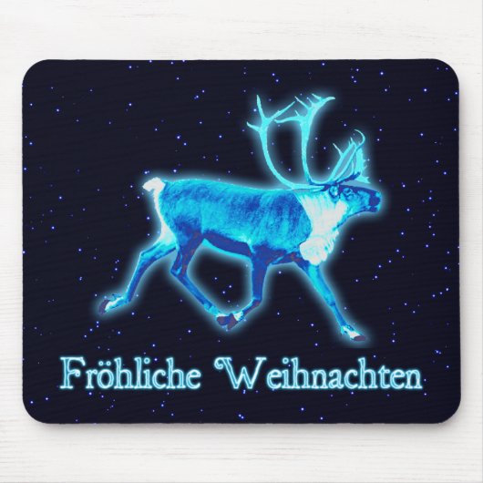 Froeliche Weihnachen - Blue Caribou (Reindeer) マウスパッド (正面)