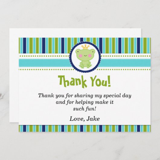 Frog王子のサンキューカードの濃紺の緑 サンキューカード (正面/裏面)
