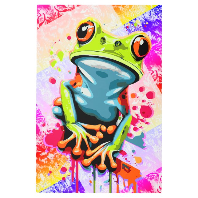 Frog クール -カラフル Frog絵を描's メタルプリント (正面)