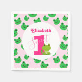 Frog 1st誕生日パーティーベビーガールがナプキンスを供給 スタンダードカクテルナプキン (正面)