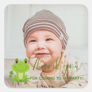 Frog 1st Birthday Thank you Photo Square Sti スクエアシール