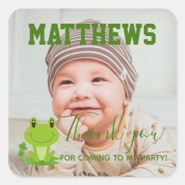 Frog 1st Birthday Thank you Photo Square Sti スクエアシール