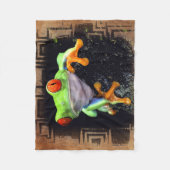 Frog 3オプシ縁どョン フリースブランケット (正面)