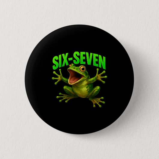 Frog 67 Meme Six Seven Funny Gen Alpha  缶バッジ (正面)