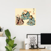 Frog and Tiger Playing a Comical Ken Game ポスター (ホームオフィス)