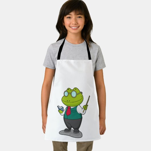 Frog as 先生with Book エプロン (インサイチュ)