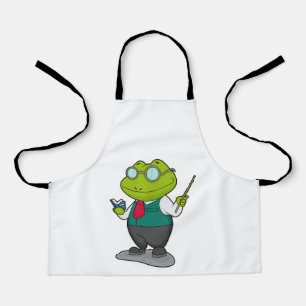 Frog as 先生with Book エプロン