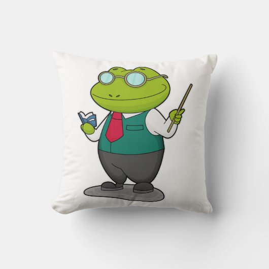 Frog as 先生with Book クッション (正面)