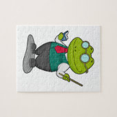 Frog as 先生with Book ジグソーパズル (横)