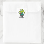 Frog as 先生with Book スクエアシール (バッグ)