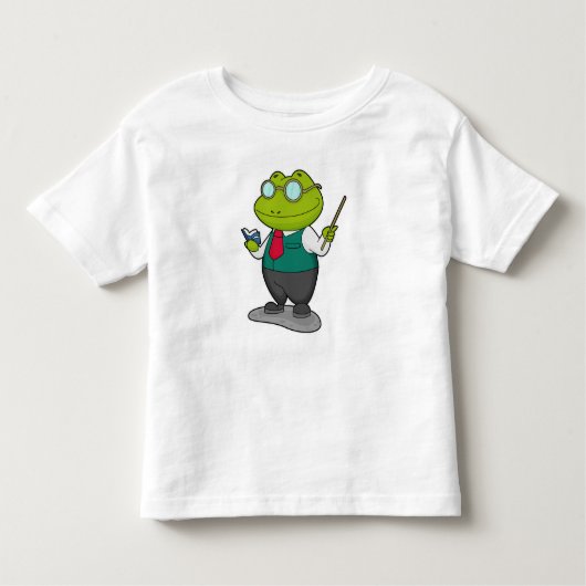 Frog as 先生with Book トドラーTシャツ (正面)