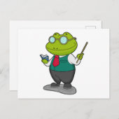 Frog as 先生with Book ポストカード (正面/裏面)