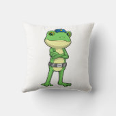 Frog as Police officer with Police hat クッション (裏面)