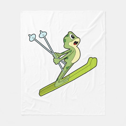Frog as Ski.PNG フリースブランケット (正面)