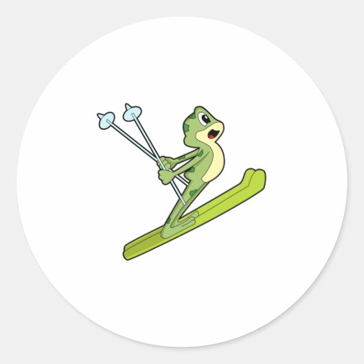 Frog as Ski.PNG ラウンドシール (正面)