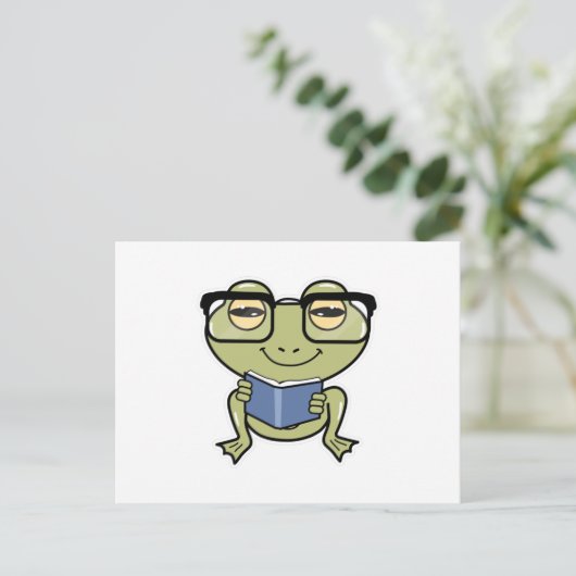 Frog as student with Book ポストカード (スタンド正面)
