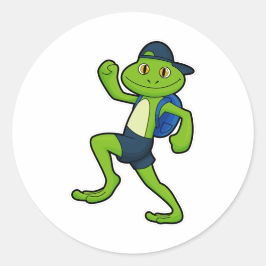 Frog at ランニング Backpack & Hat ラウンドシール (正面)