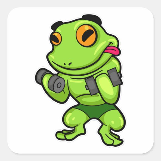 Frog at Bicepsトレーニングとダンベル スクエアシール (正面)