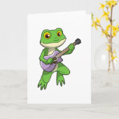 Frog at Music with Guitar カード (黄色い花)