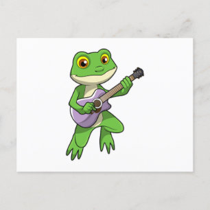 Frog at Music with Guitar ポストカード