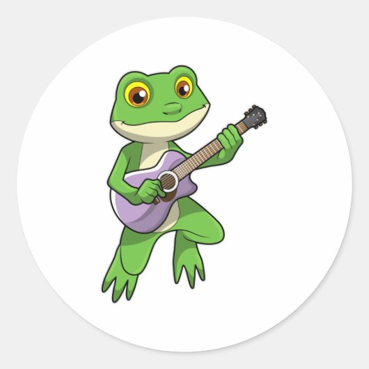 Frog at Music with Guitar ラウンドシール (正面)