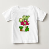 Frog at Sleeping with Mushroom ベビーTシャツ (正面)