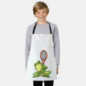 Frog at Tennis with Tennis racket エプロン (着用した状態)