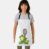 Frog at Tennis with Tennis racket エプロン (インサイチュ)