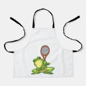 Frog at Tennis with Tennis racket エプロン (正面)