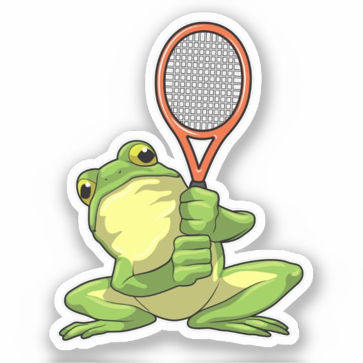 Frog at Tennis with Tennis racket シール (正面)
