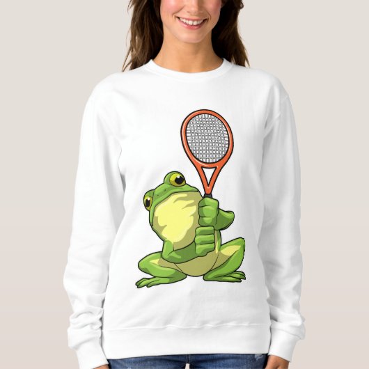 Frog at Tennis with Tennis racket スウェットシャツ (正面)