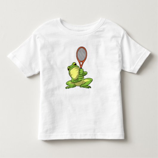 Frog at Tennis with Tennis racket トドラーTシャツ (正面)