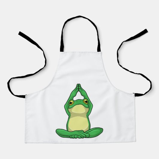 Frog at Yoga in Cross Leged エプロン (正面)