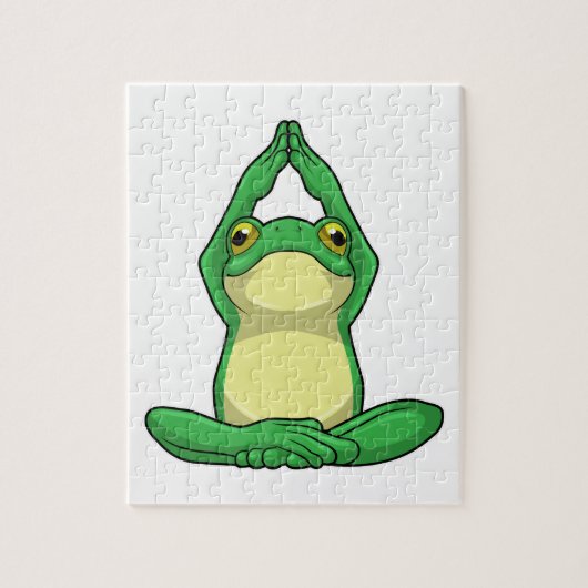 Frog at Yoga in Cross Leged ジグソーパズル (縦)