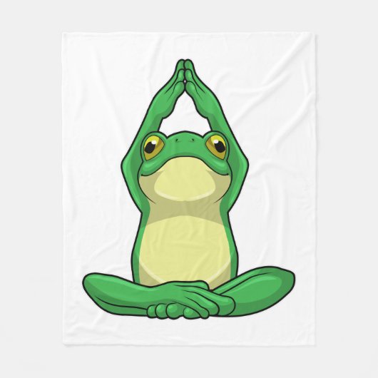 Frog at Yoga in Cross Leged フリースブランケット (正面)