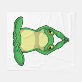 Frog at Yoga in Cross Leged フリースブランケット (正面(横))